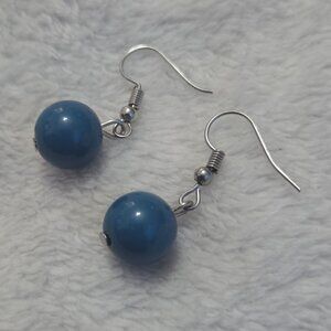 Blue Beaded Dangle Earrings